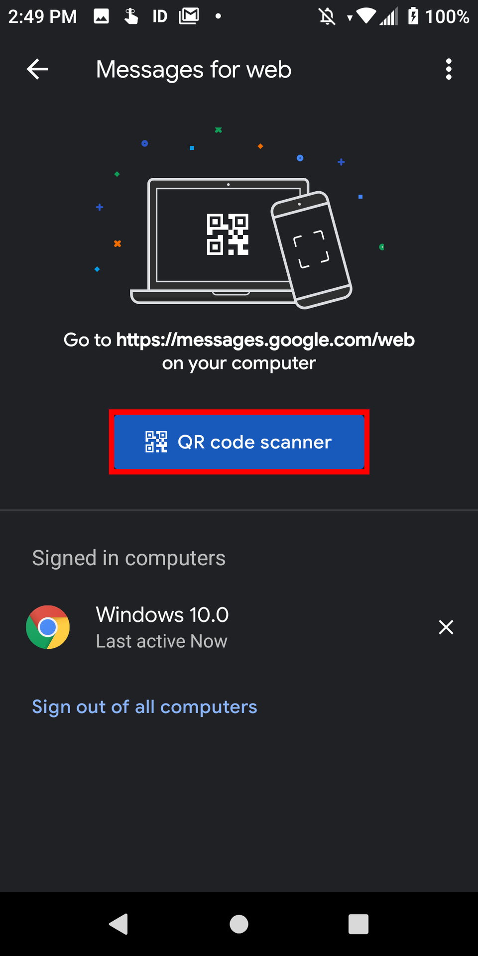 Android Messages QR Scanner