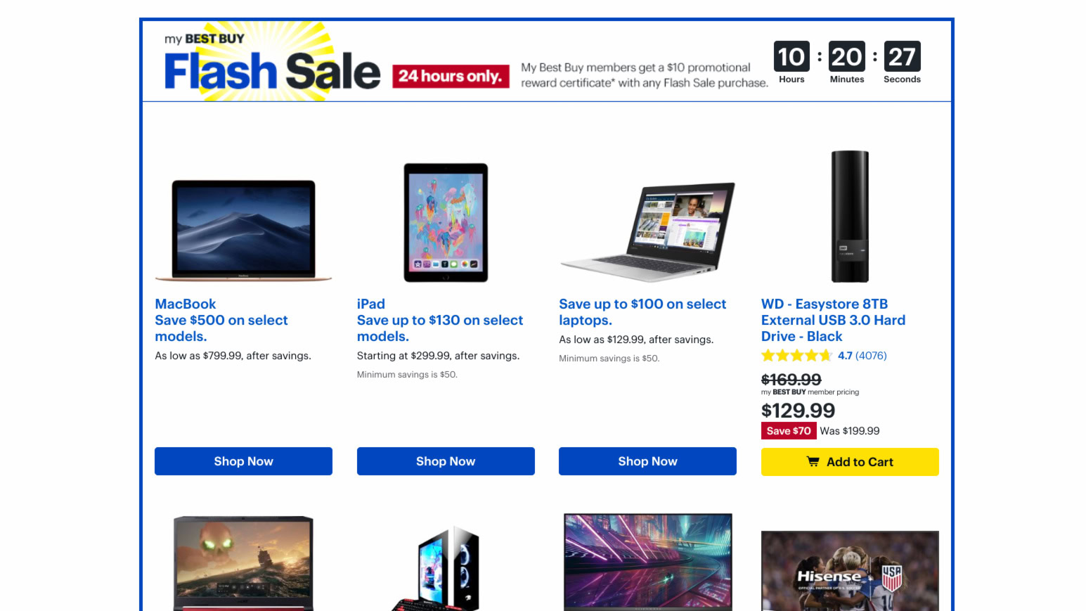 Image of Best Buy's 24-hour flash sale.