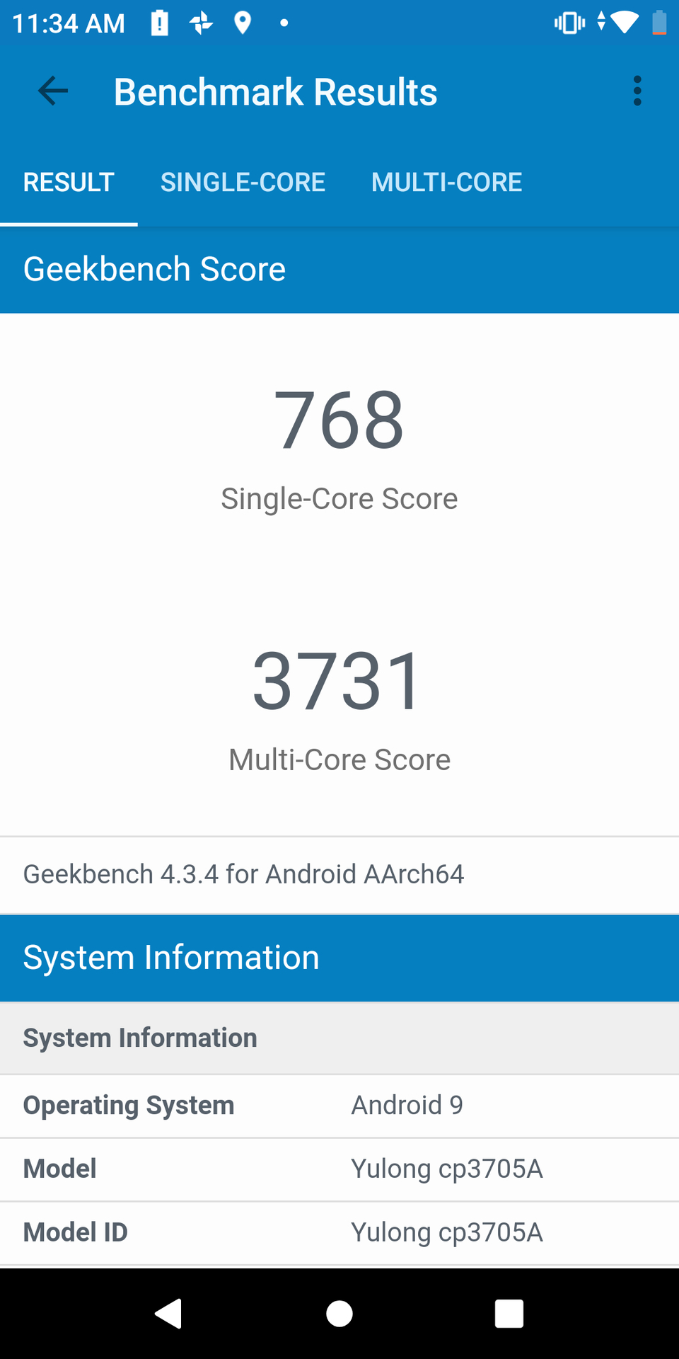 Coolpad Legacy Geekbench scores