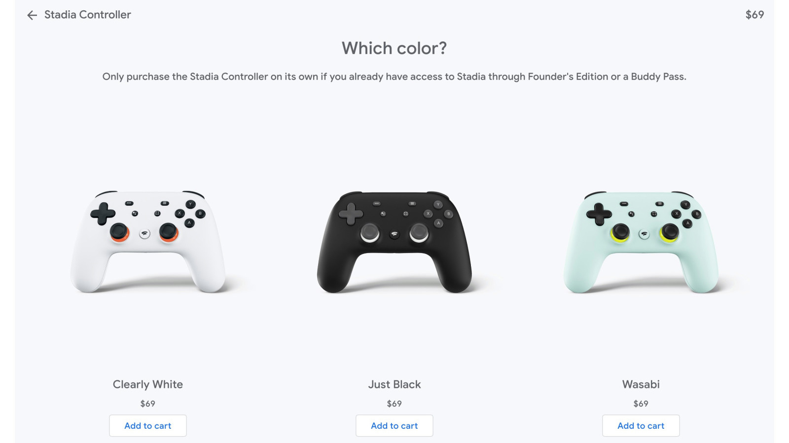 The Google Stadia Controller on the Google Store.