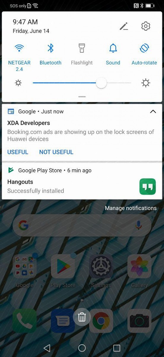 A screenshot of leaked EMUI 10 software based on Android Q.