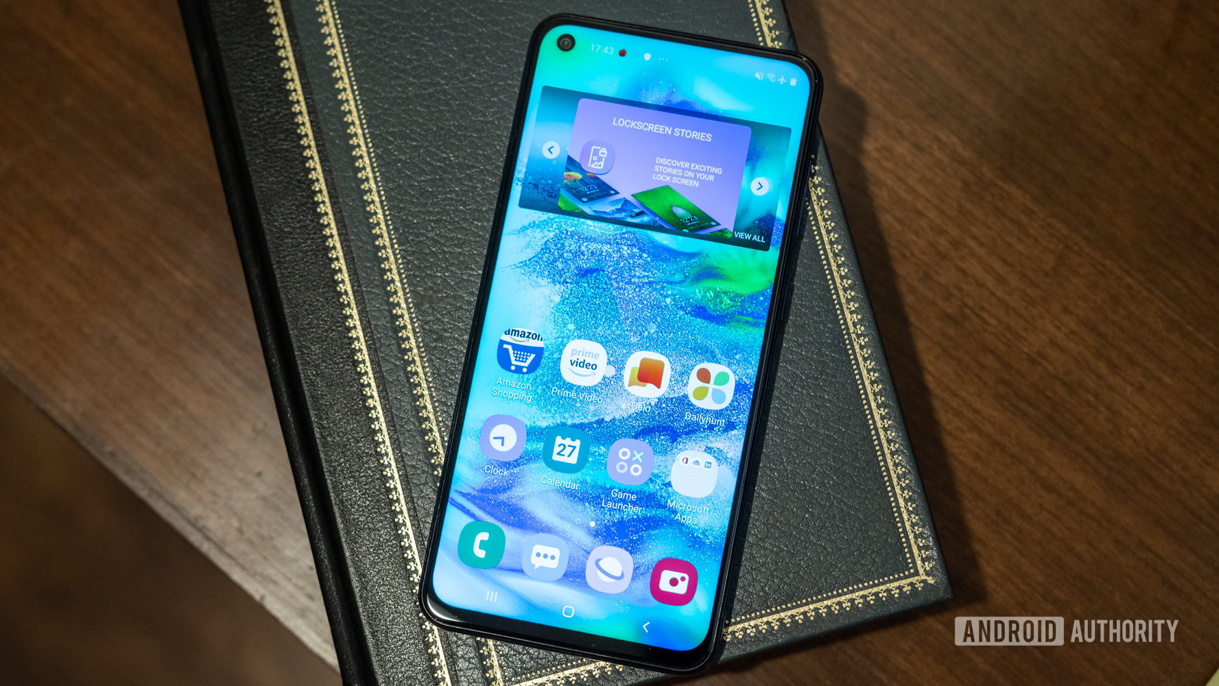 Galaxy M40 showing front of phone