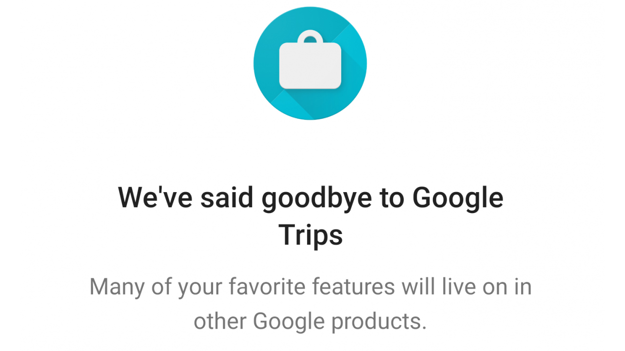 The sunset notification that will appear within the Google Trips app in August 2019.