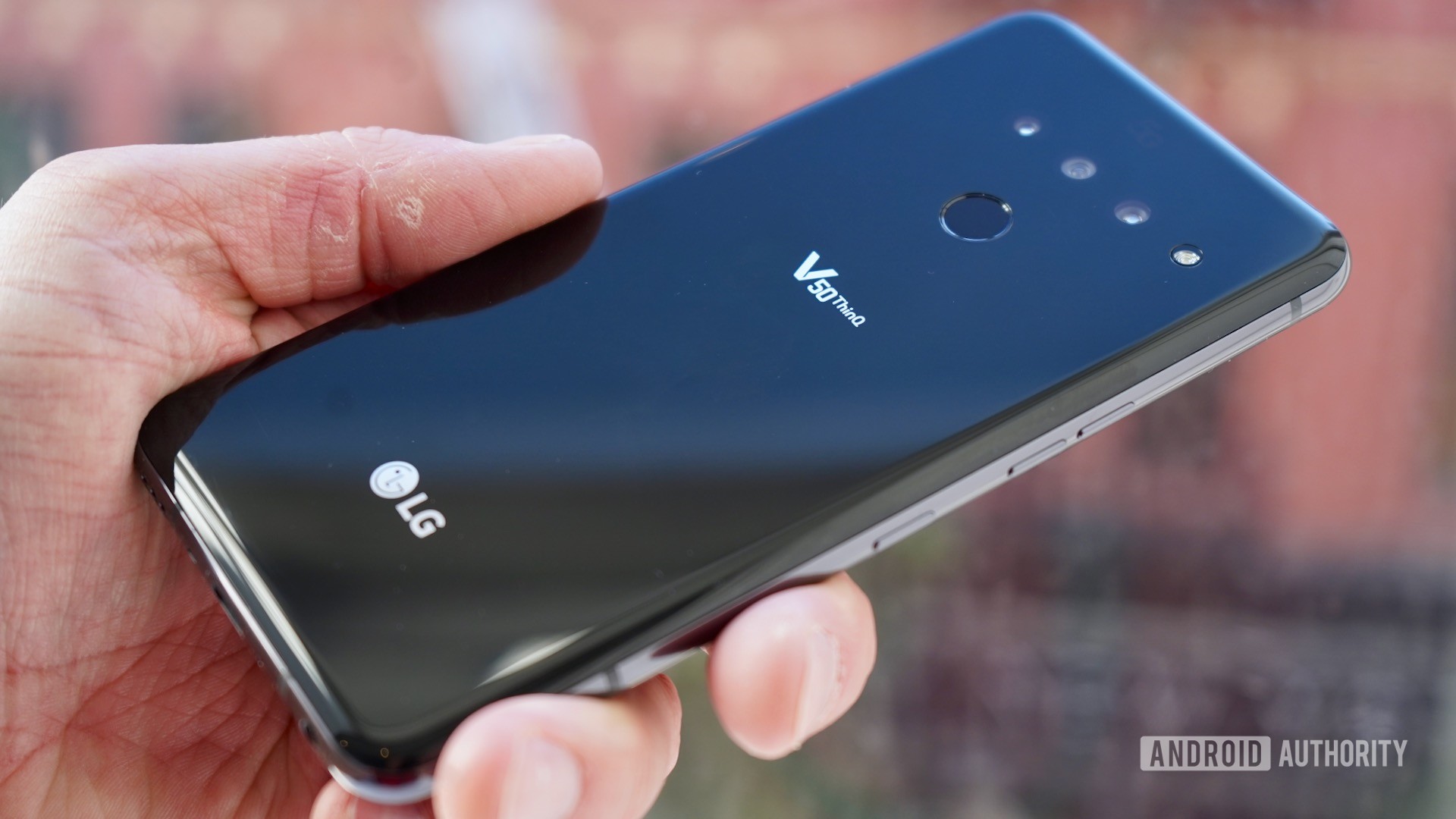 LG V50 ThinQ Review in hand profile