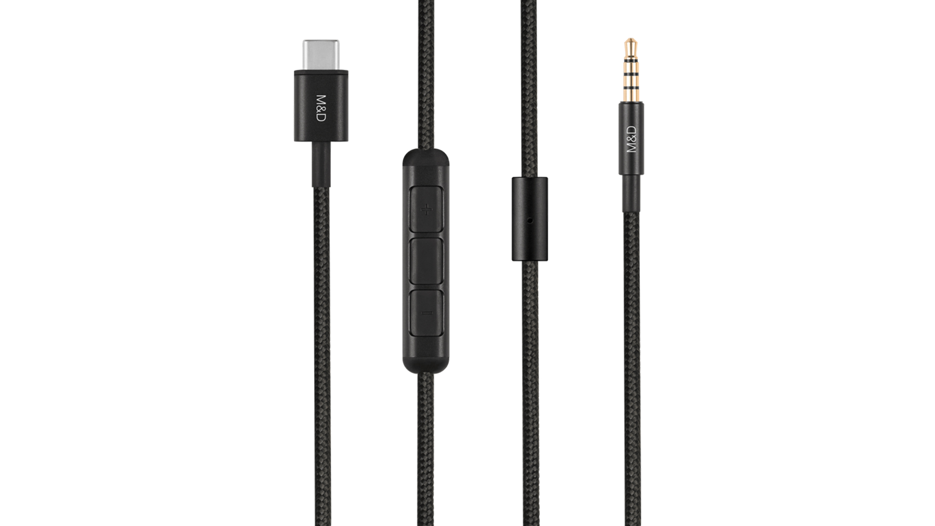 Hero image of the Master &amp; Dynamic USB-C to 3.5mm cable. 