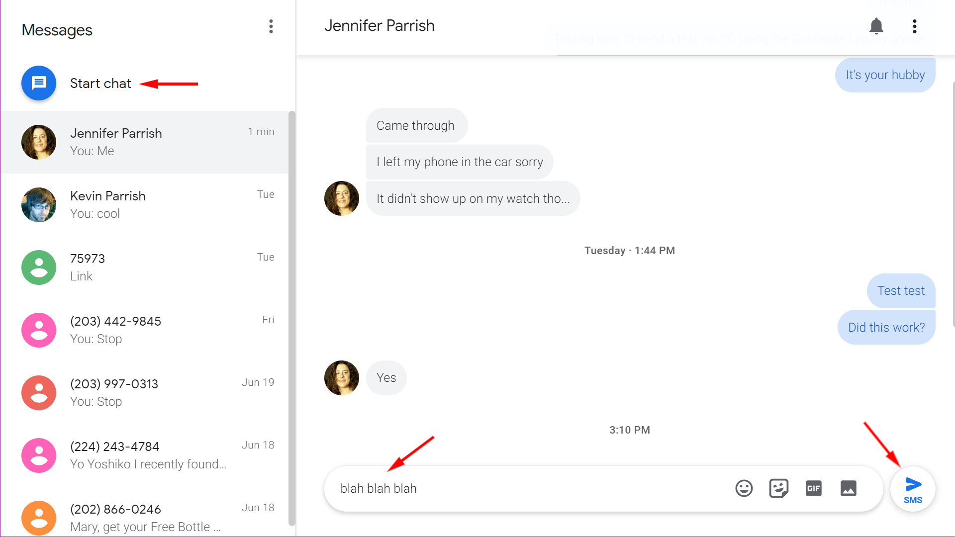 android sms Messages for windows 10