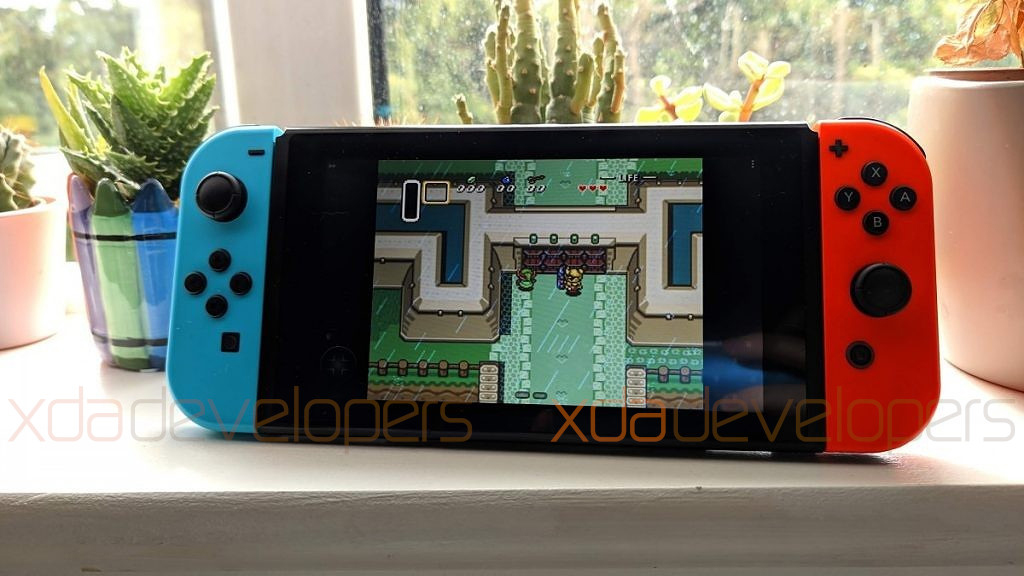 An image of the Nintendo Switch console running an unofficial build of Android.