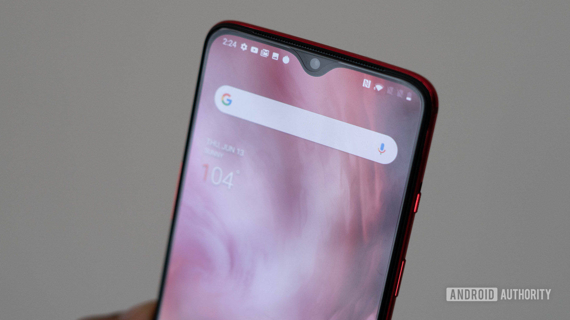 OnePlus 7 showing water drop notch and earpiece