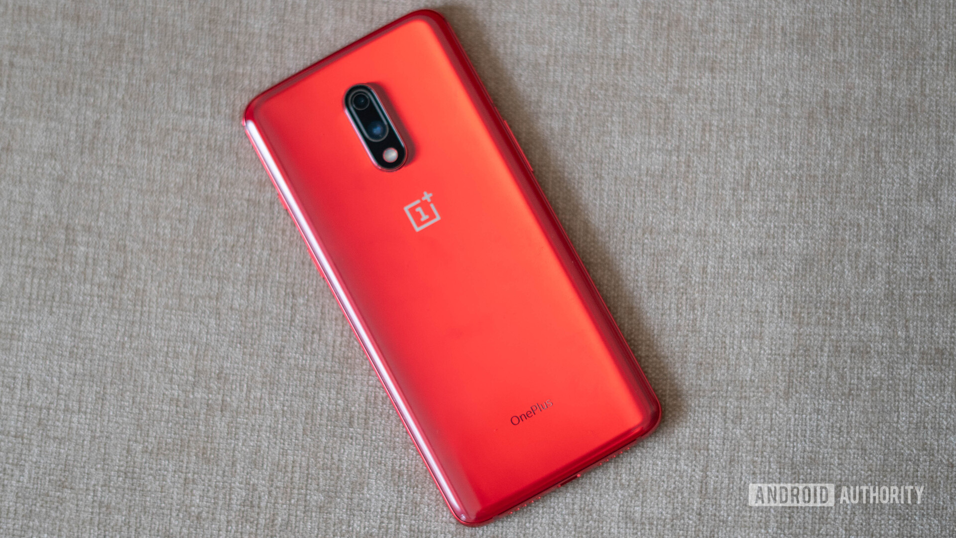 OnePlus 7 red back panel with camera and logo