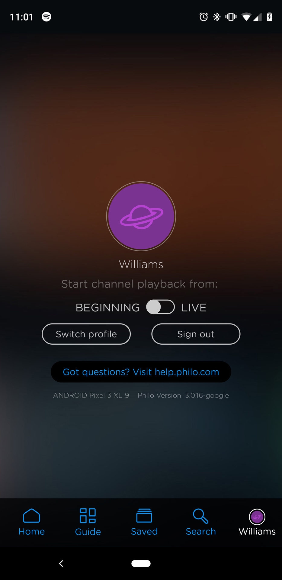 Screenshot of the Philo app 5
