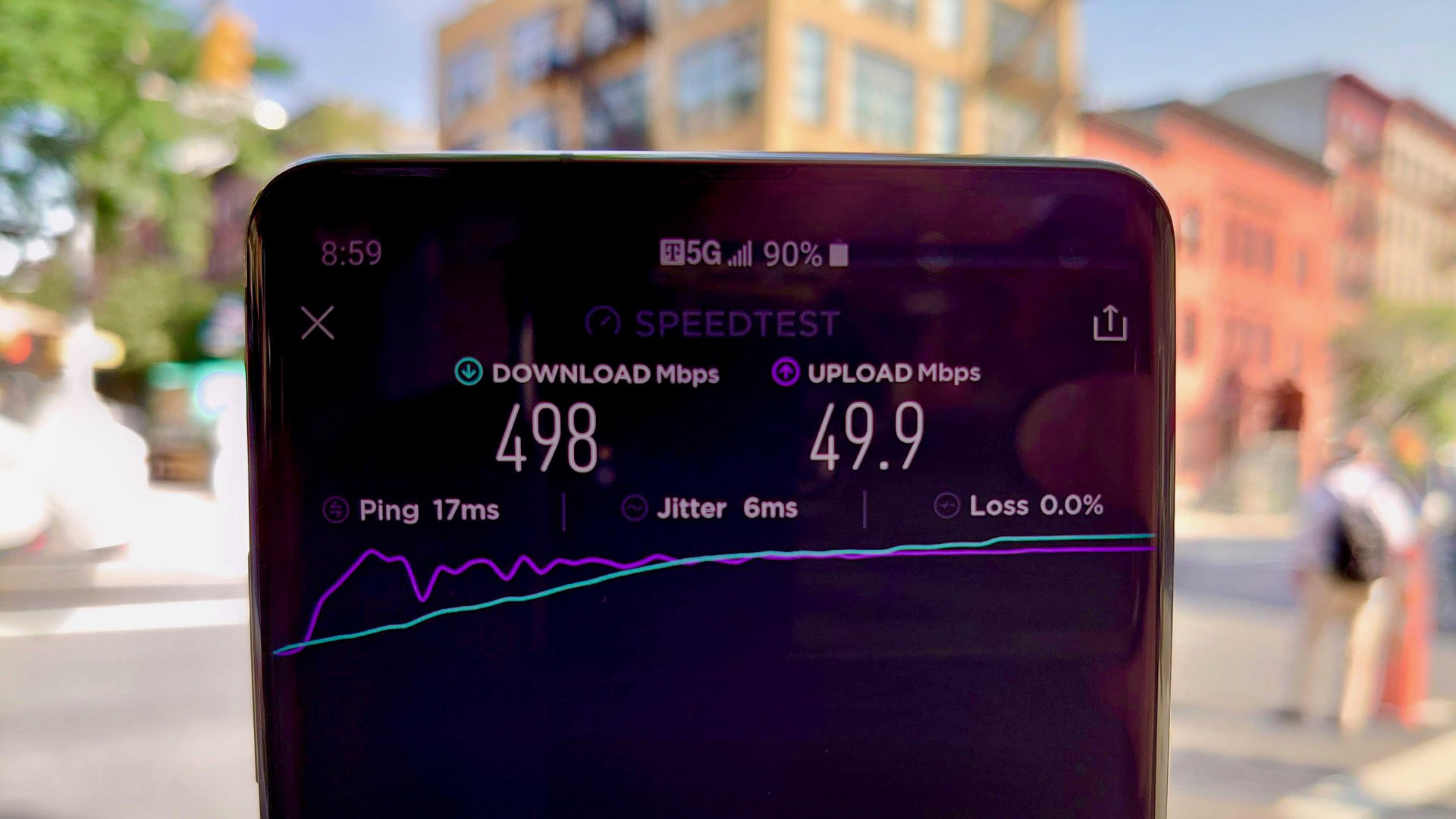 Teste de velocidade número 4 da análise do T-Mobile 5G