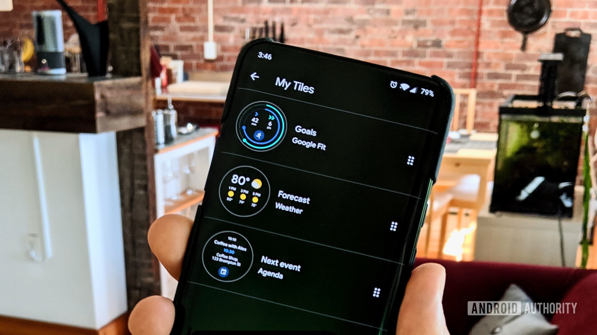 A photo of the new Tiles manager in the Wear OS smartphone app.
