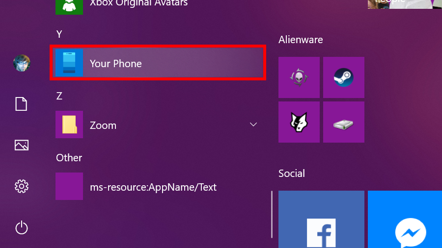 Windows 10 Start Your Phone App
