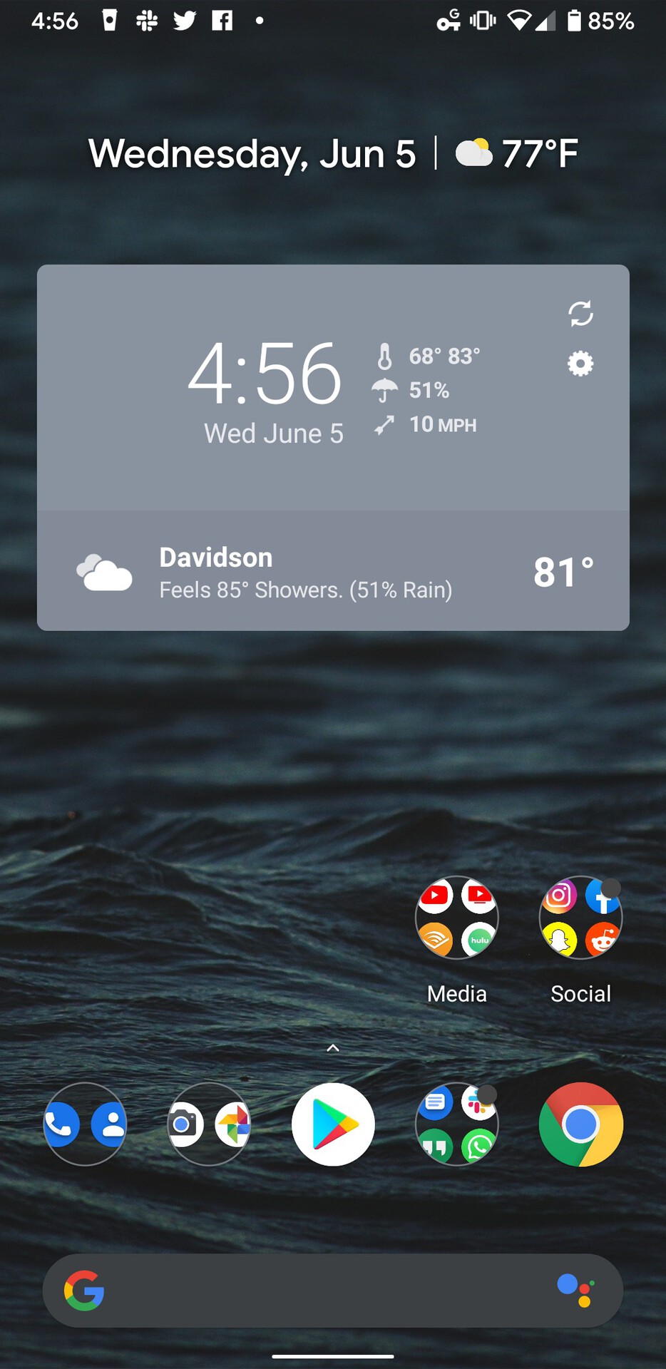 Android Q Beta 4 Dark Mode Homescreen
