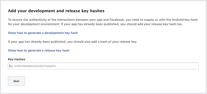 Generate a release key hash in your facebook sdk, and add it to the Quick Start for Android guide