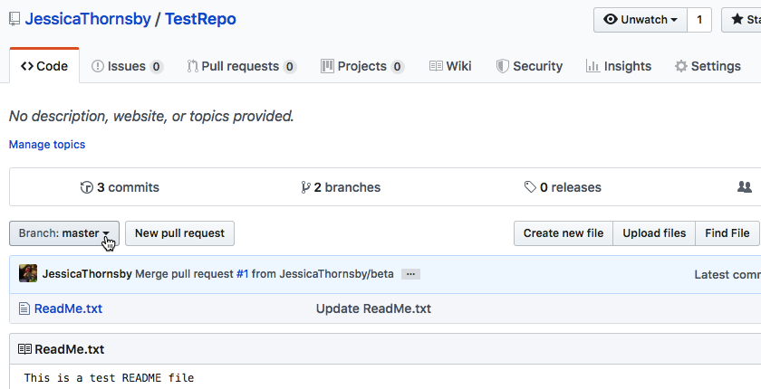 Select GitHub's &quot;Branch: Master&quot; button.
