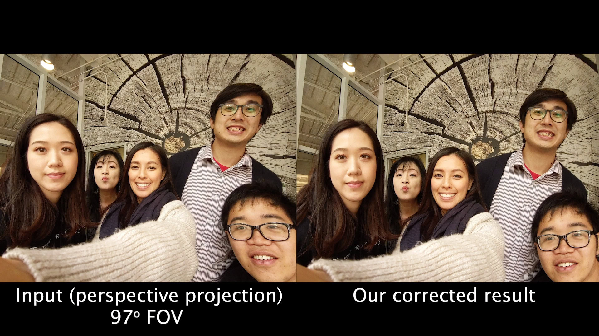 An algorithm by Google and MIT researchers to correct wide angle distortion.