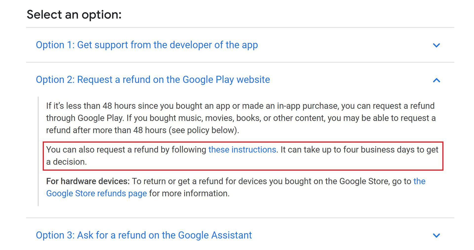 Google's Play Store refund policy.