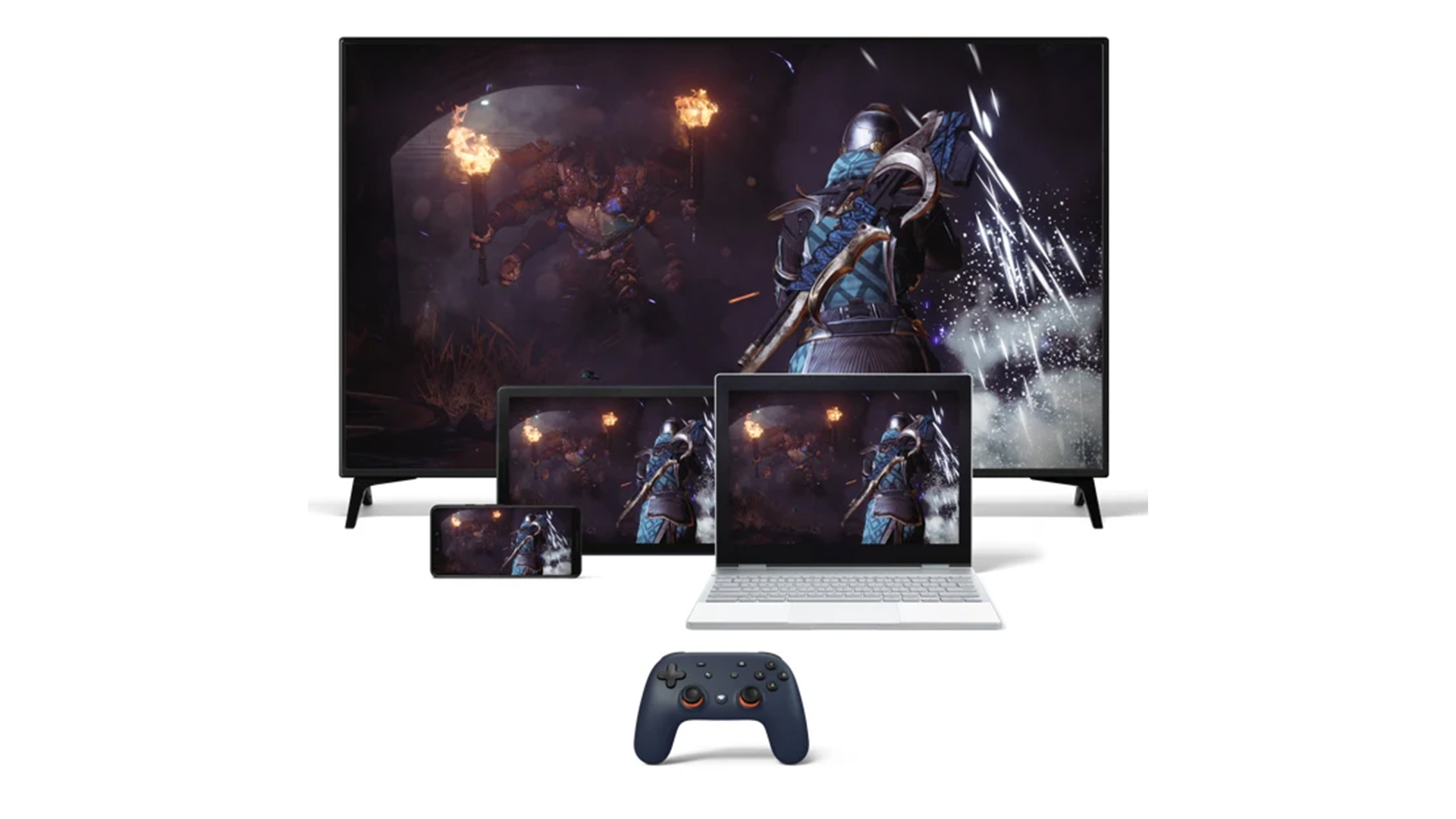 Google Stadia Night Blue Controller with Device Form Factors