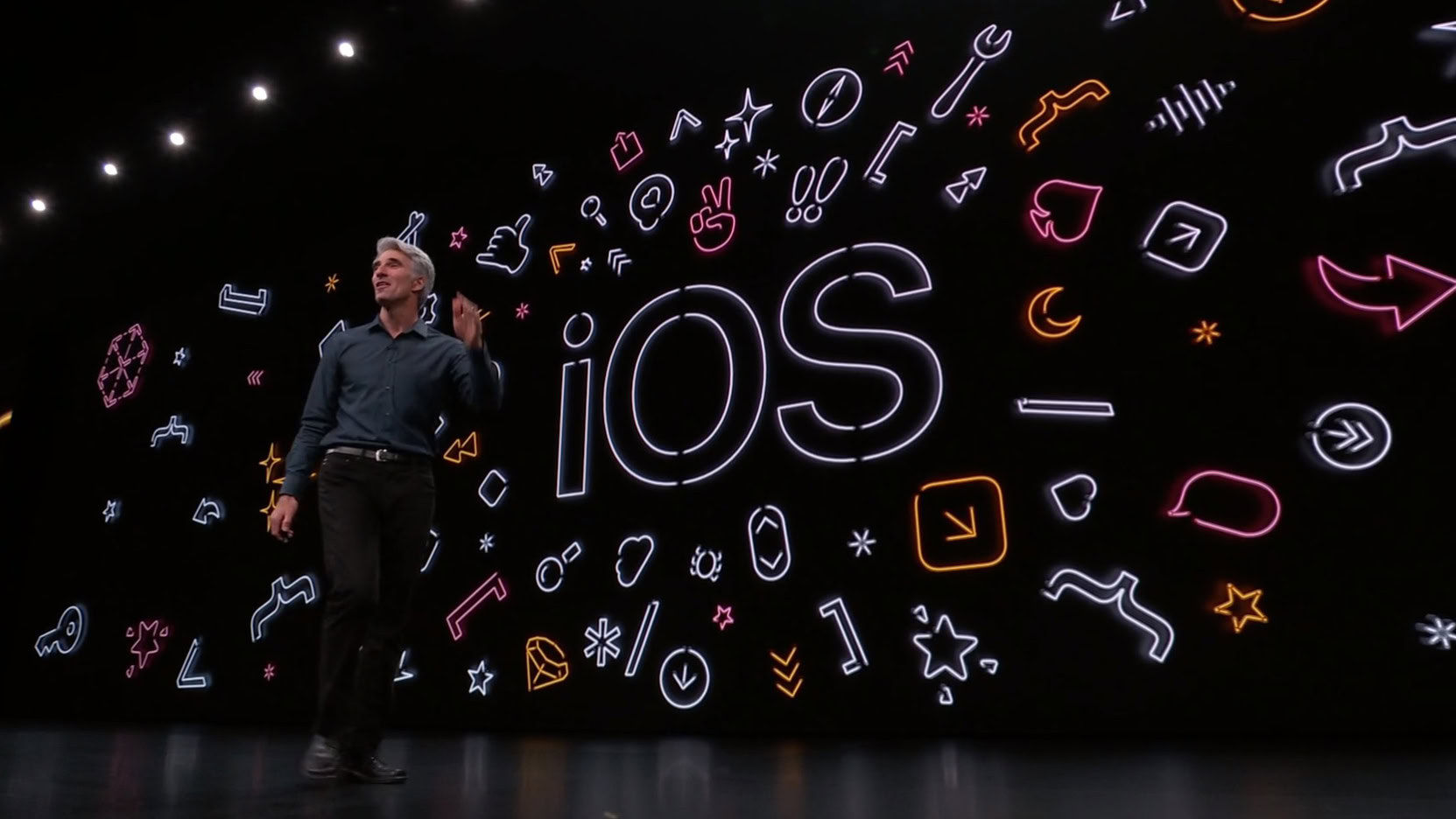 Apple WWDC 2019 iOS screen display.