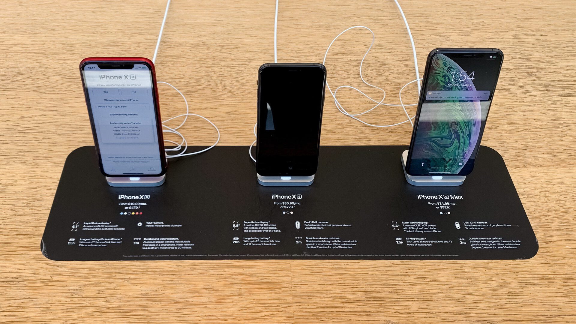Examples of the new pricing information available in Apple Stores.