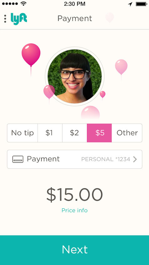 lyft tipping for ridesharing