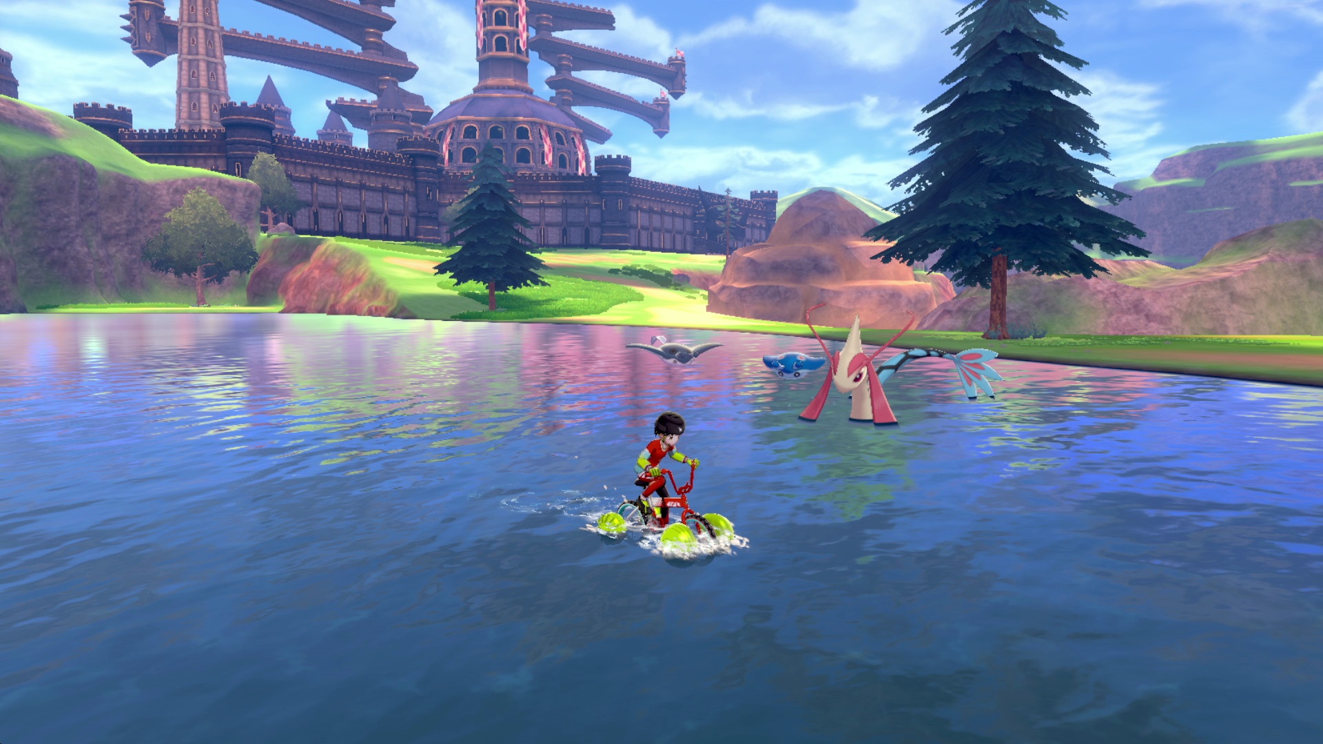 Pokemon Sword and Pokemon Shield screenshot wild area lake milotic