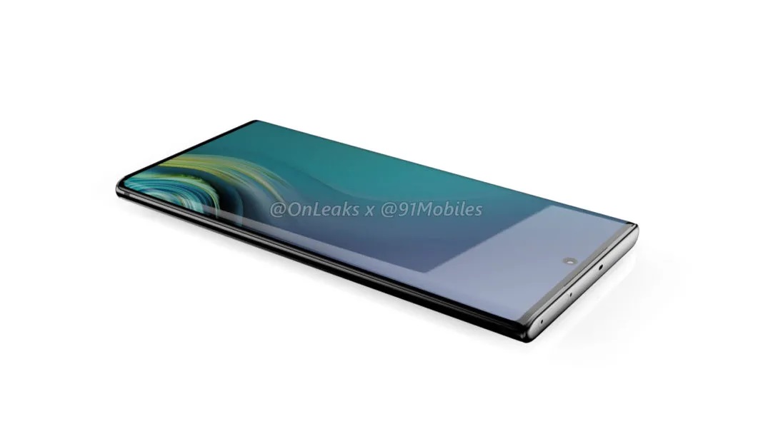 A render apparently showing the Samsung Galaxy Note 10.