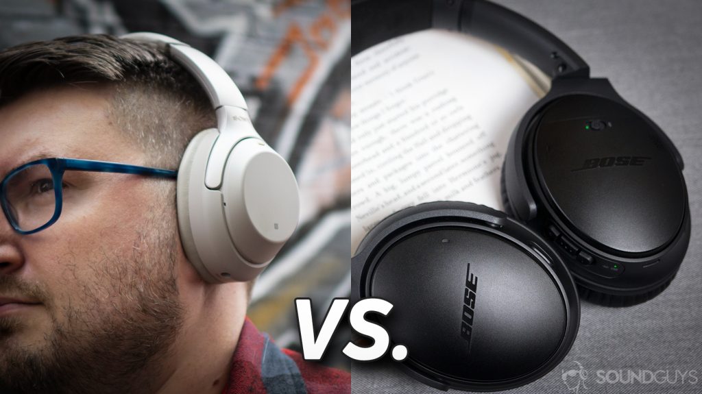 Sony WH-1000XM3 headphones vs. Bose QC 35 II title card.