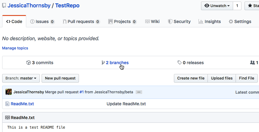 Select the &quot;branches&quot; tab, to see all the branches available for this GitHub project