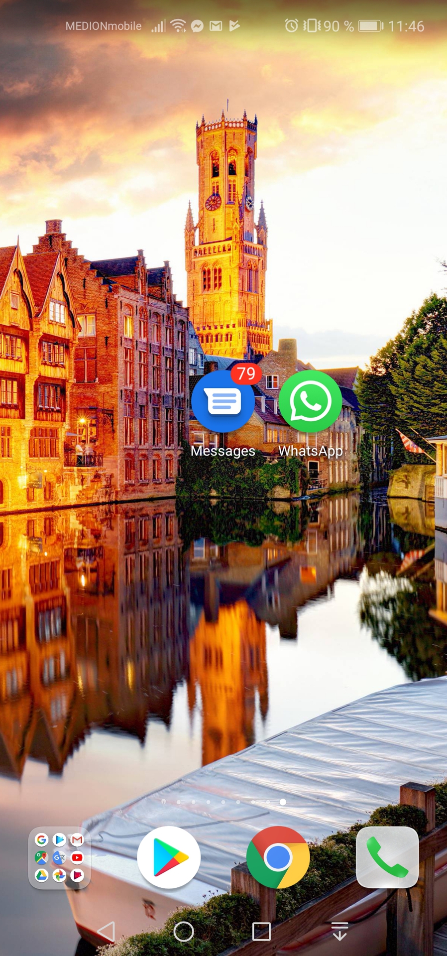 A screenshot of the WhatsApp and Android Messages icons on a smartphone.
