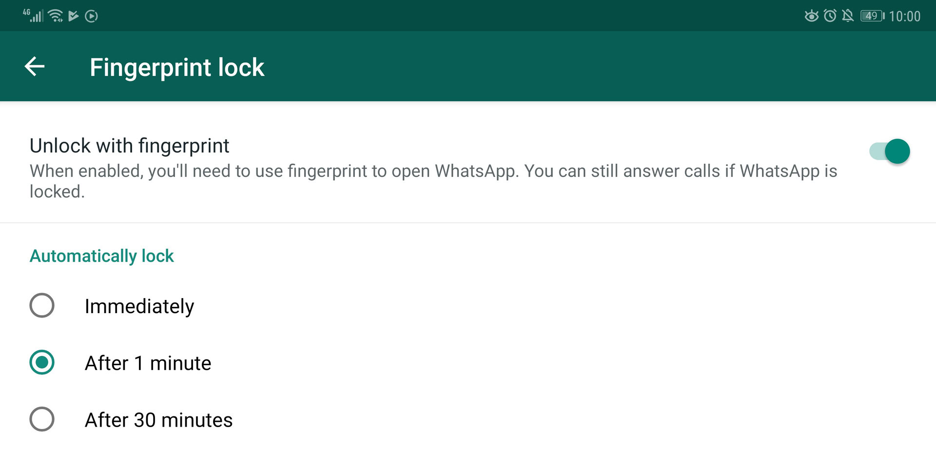 whatsapp fingerprint lock 1