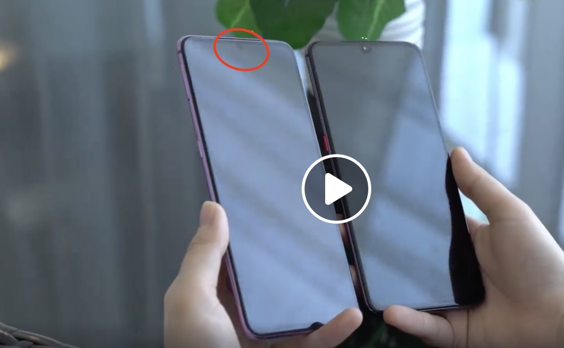 Xiaomi Mi 9 with under screen camera screenshot frozen on the camera outline. 
