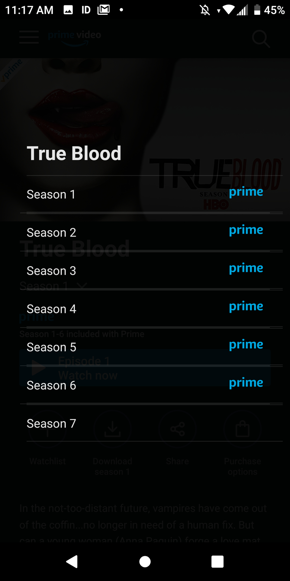 Amazon Prime Android TV Show Seasons