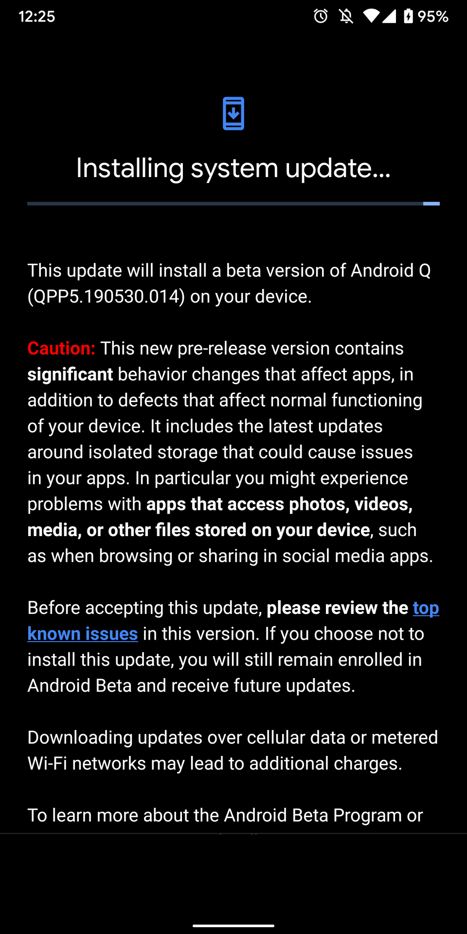 Android q beta 5 system update ota screenshot google pixel 2 xl