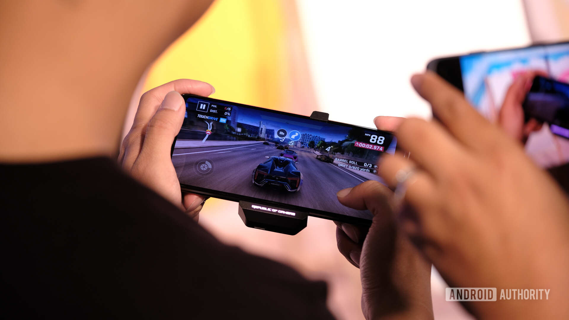 ASUS ROG Phone 2 gaming on gamepad