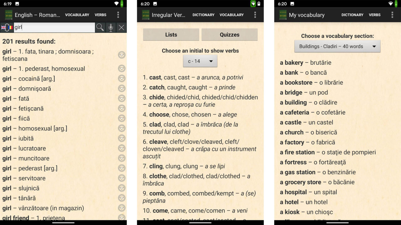 The best English to Romanian dictionaries and phrasebooks for Android