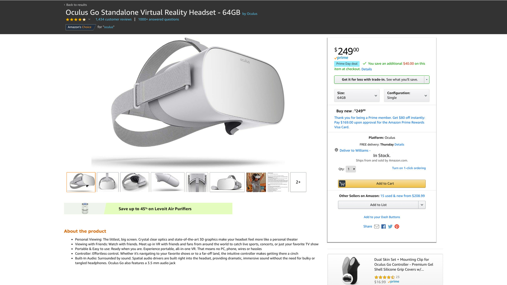 Amazon Prime Day deal on the Oculus Go