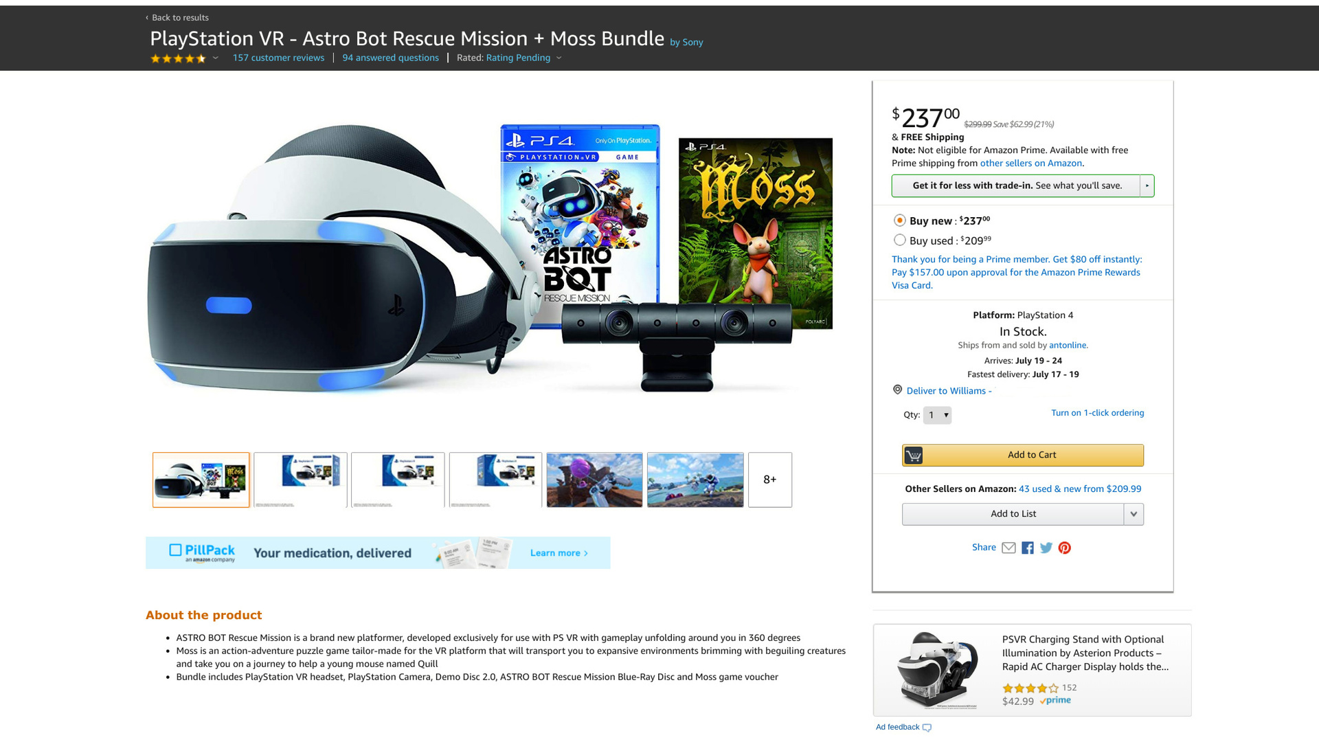 Amazon Prime Day deal on the PlayStation VR