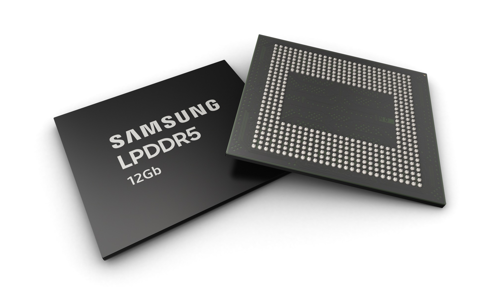Samsung 12GB LPDDR5 RAM render image on a white background.