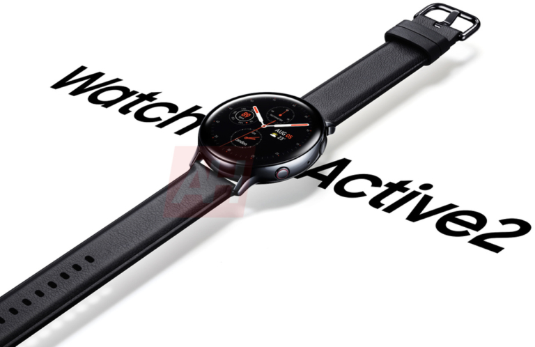 A Samsung Galaxy Watch Active 2 leaked render showing the watch on a white background. 