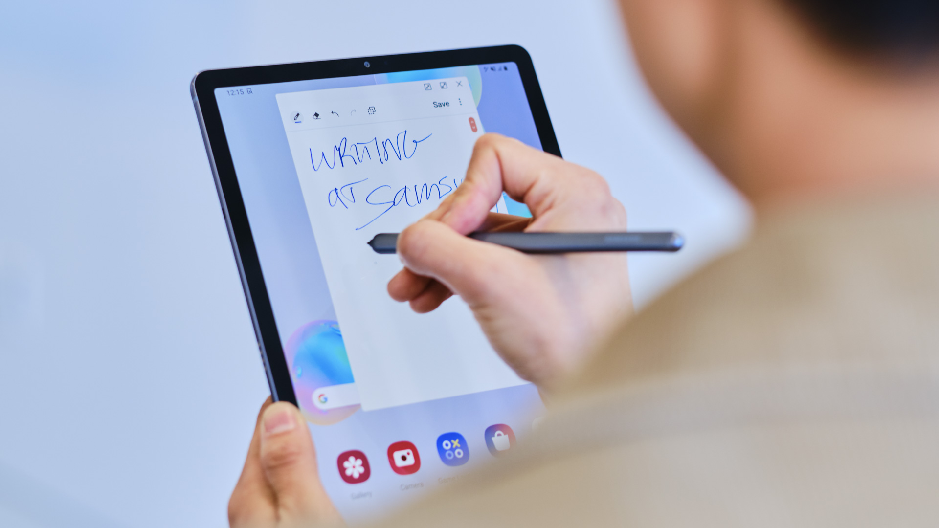 Samsung Tab S6 writing with spen front