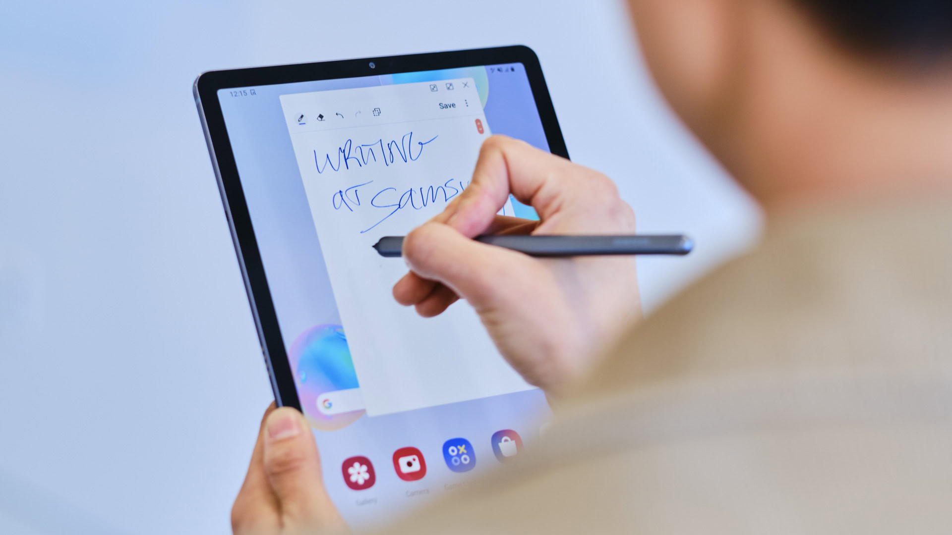 Samsung Tab S6 writing with spen front