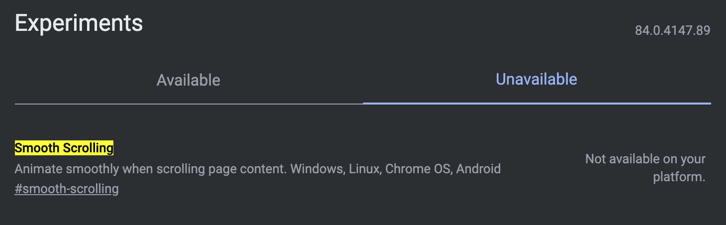 Smooth Scrolling Chrome Flags