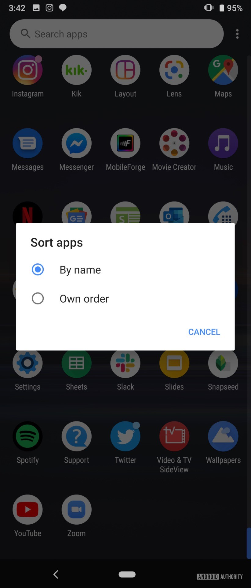 Sony Xperia 1 Review app drawer custom