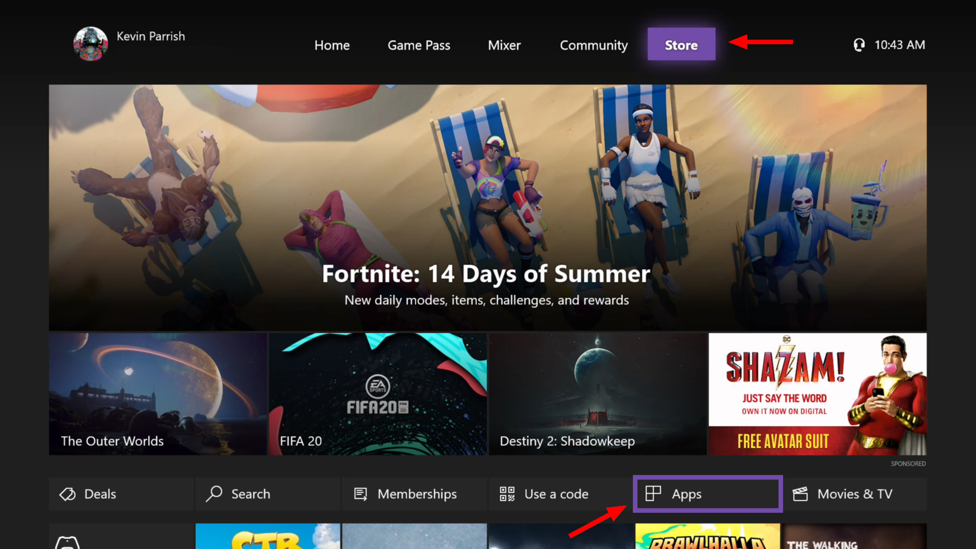 Netflix on Xbox One: Find Apps Page