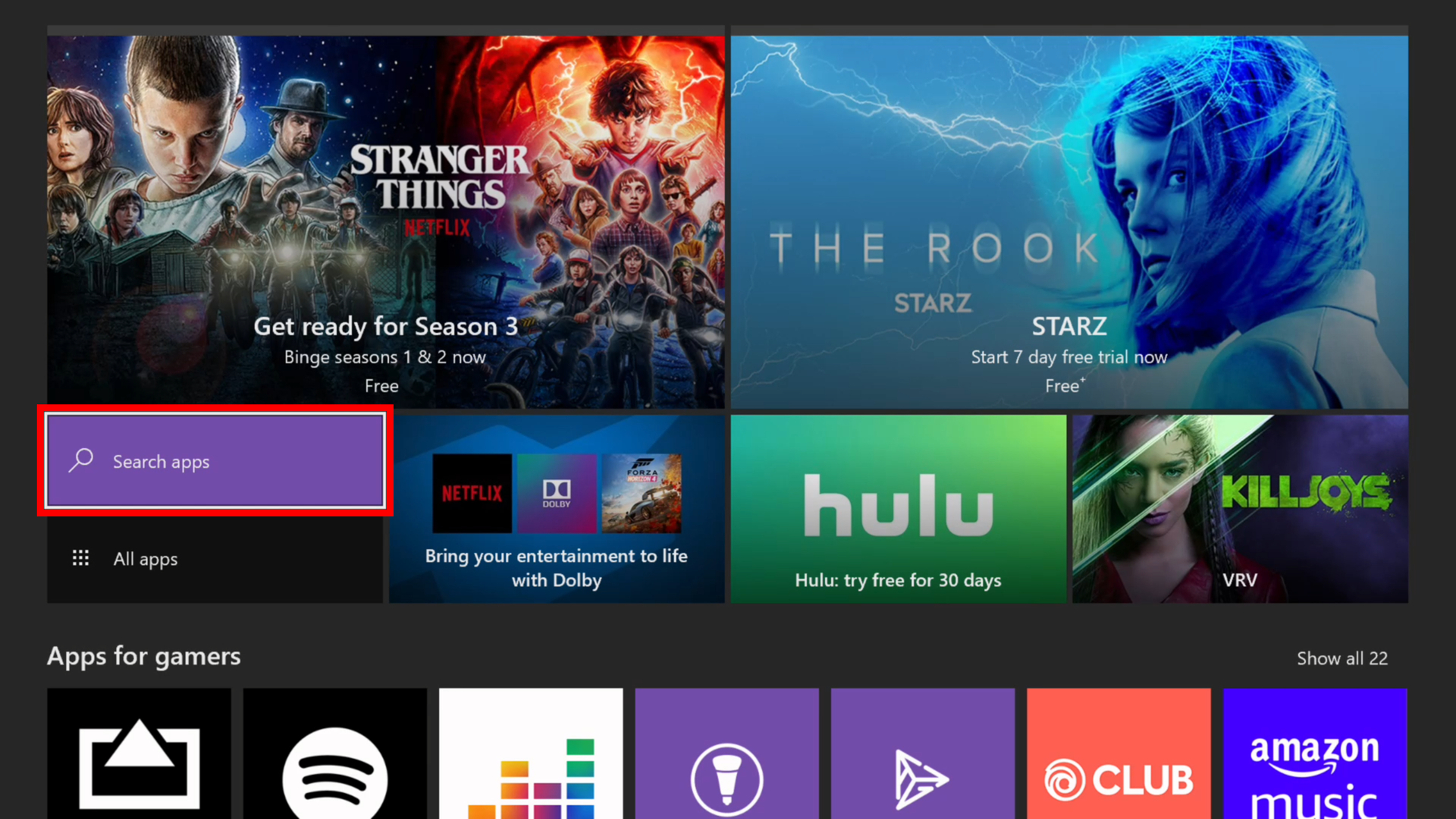 Netflix on Xbox One - Search for Apps
