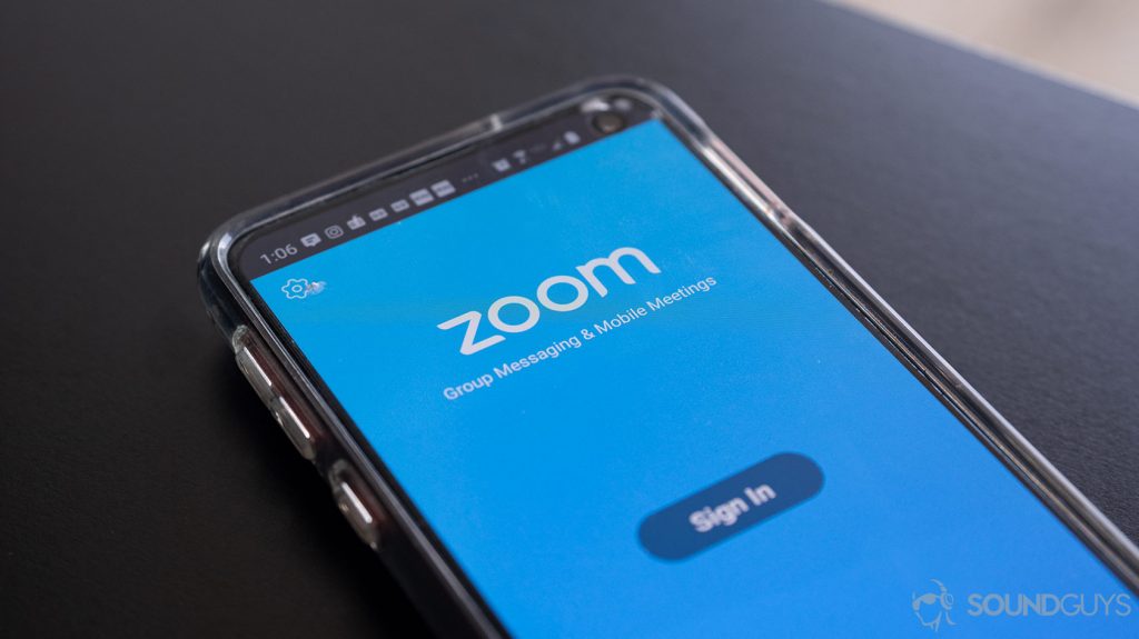 Zoom smartphone app on a Samsung Galaxy S10e for improving conference calls quality.