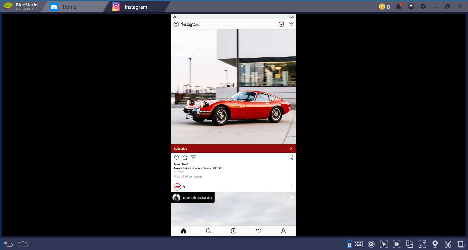 Instagram running in BlueStacks.