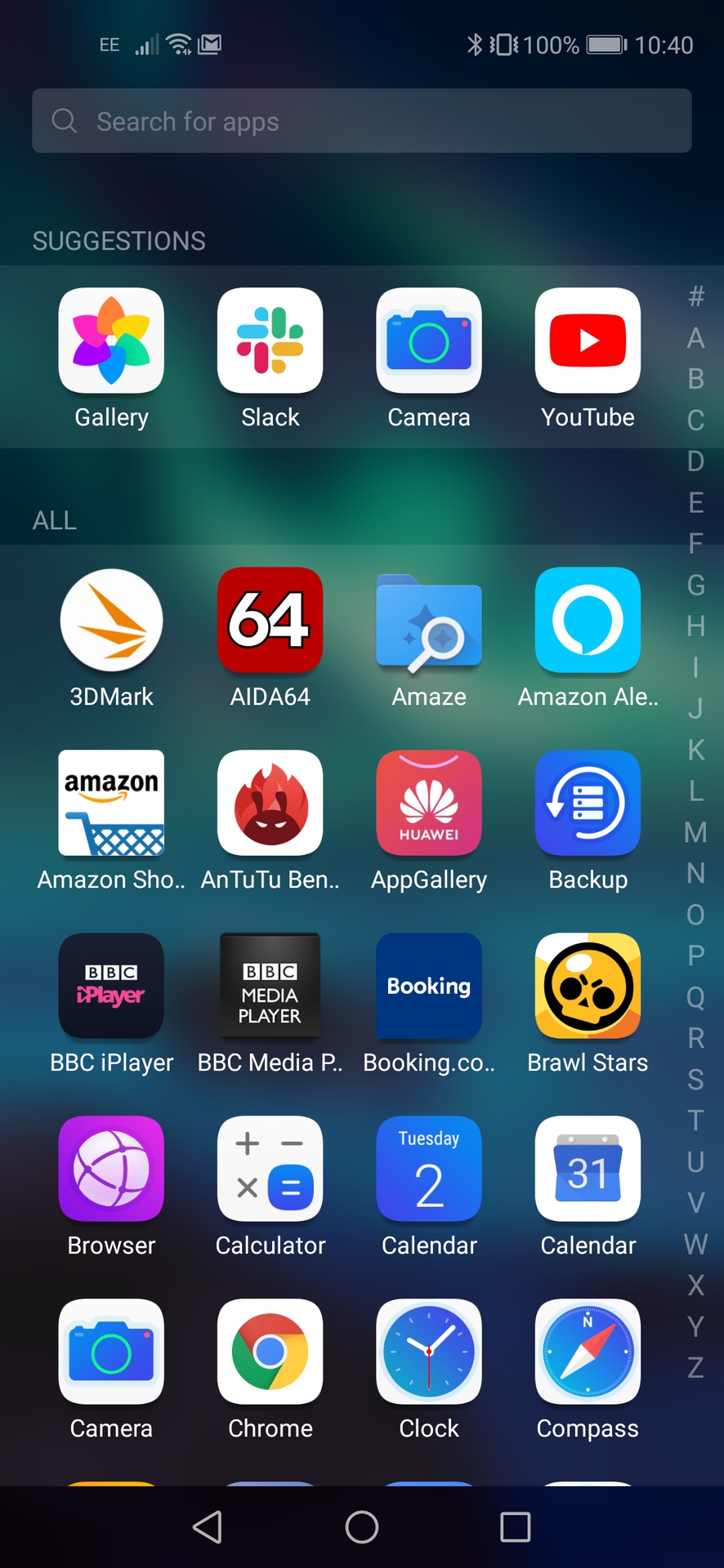 Honor 20 Magic UI app drawer screenshot